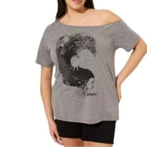 Torrid Womens The Labyrinth Off Shoulder T-Shirt Tee Heather Grey Plus 2X